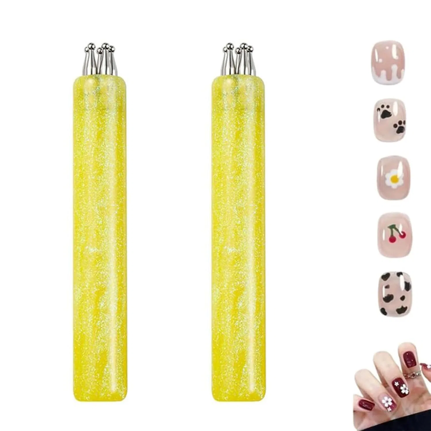 Дотс-ручка для дизайна ногтей с 5 лепестками от 2pcs Generisch, Yellow