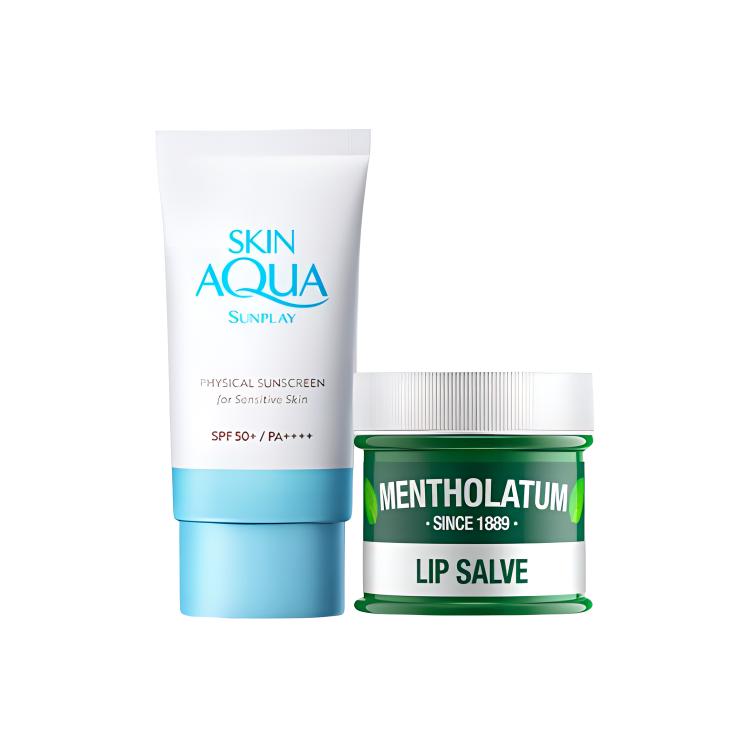 

Mentholatum Мятный восстанавливающий бальзам для губ крем набор для ухода за кожей успокаивающий подтягивающий 50g+9g