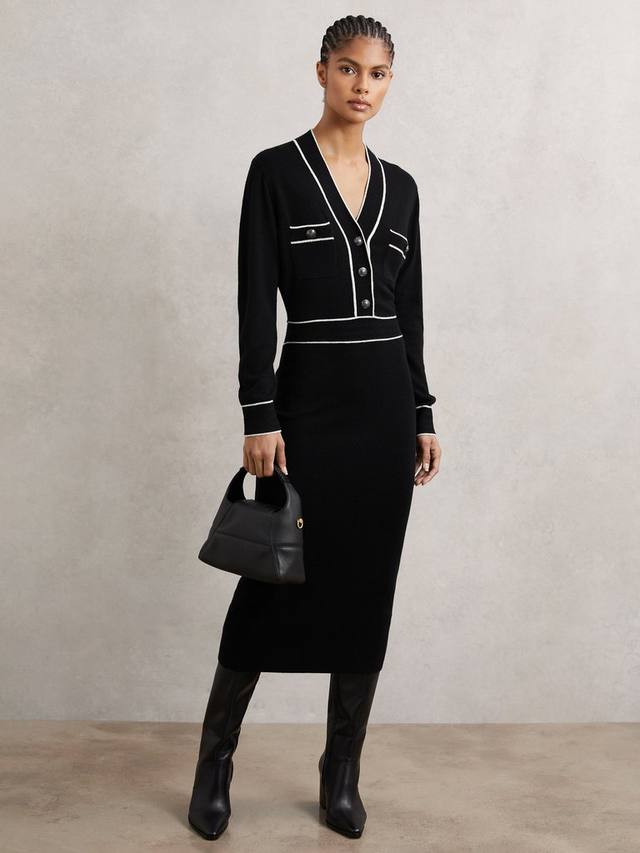 

Платье-джемпер Lorrie из смесовой шерсти Reiss, Black/Ivory