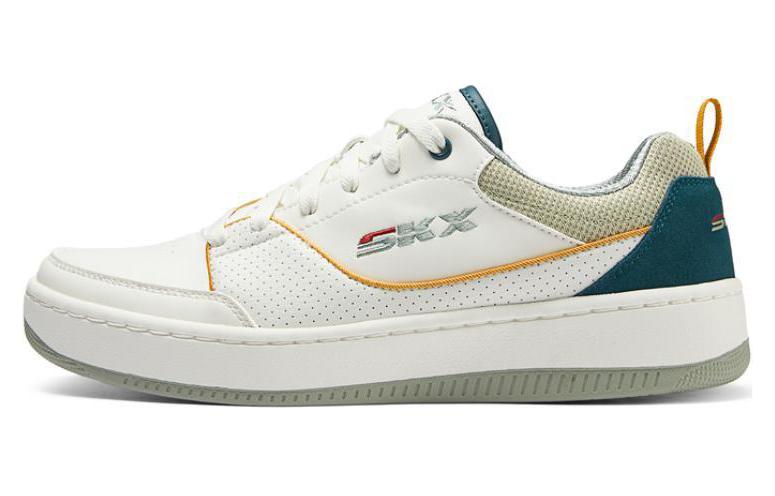 

Skechers Мужские низкие скейтбордские кеды бело-зелено-голубые, цвет White Green Cyan