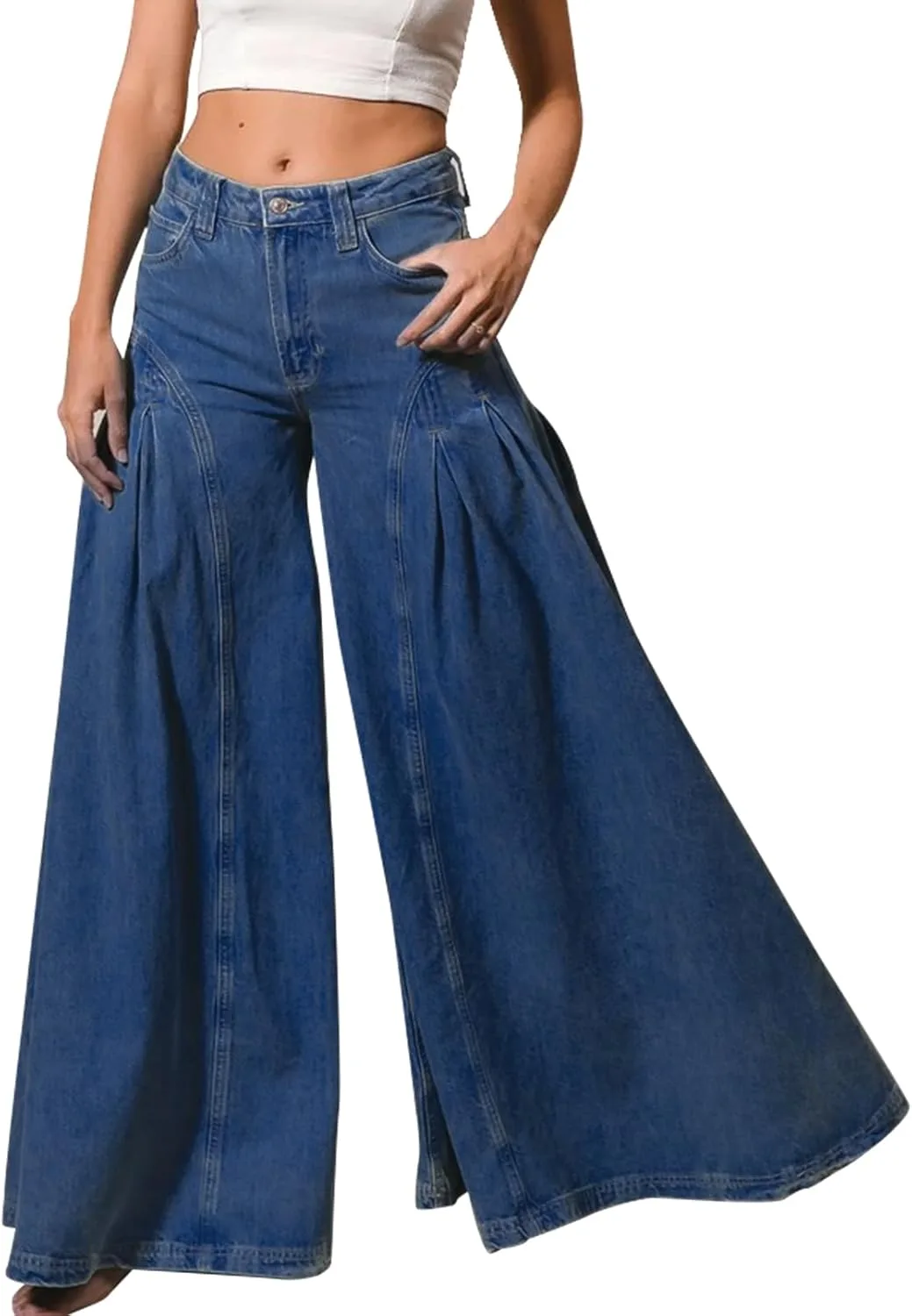 

Женские джинсы Bell Bottom High Waist Stretch Wide Leg EZAPINE
