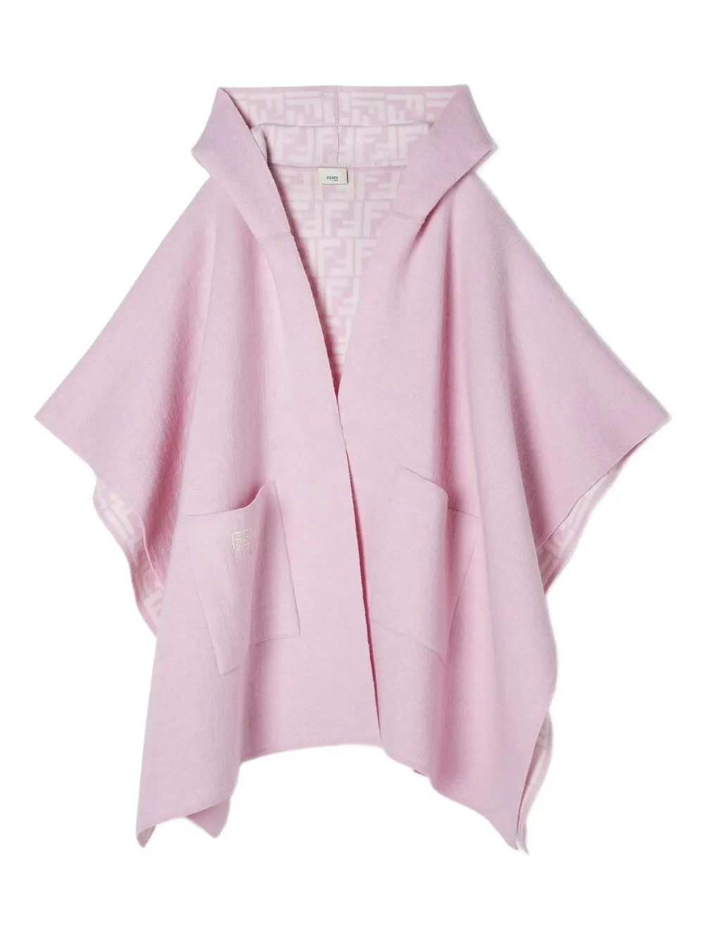 Шерстяной плащ с капюшоном и монограммой FF FENDI KIDS, розовый — фото 2