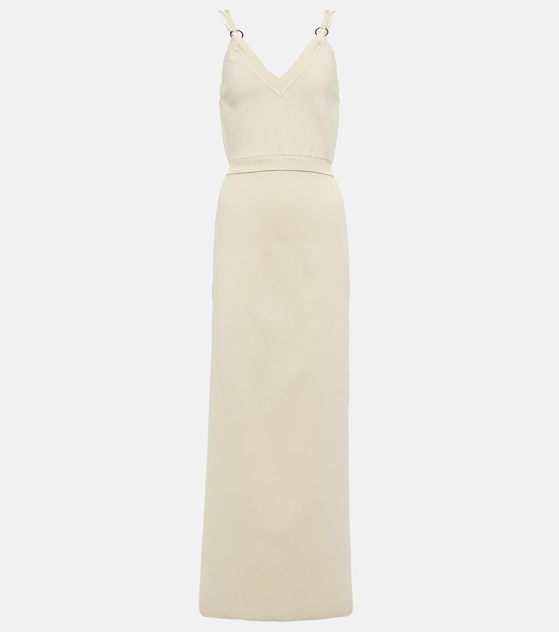 

Платье миди из трикотажа с декором Rabanne, Light Beige