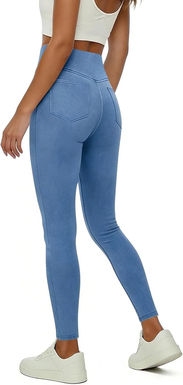 Джинсы леггинсы женские, светлые джинсовые, Light Blue — фото 4