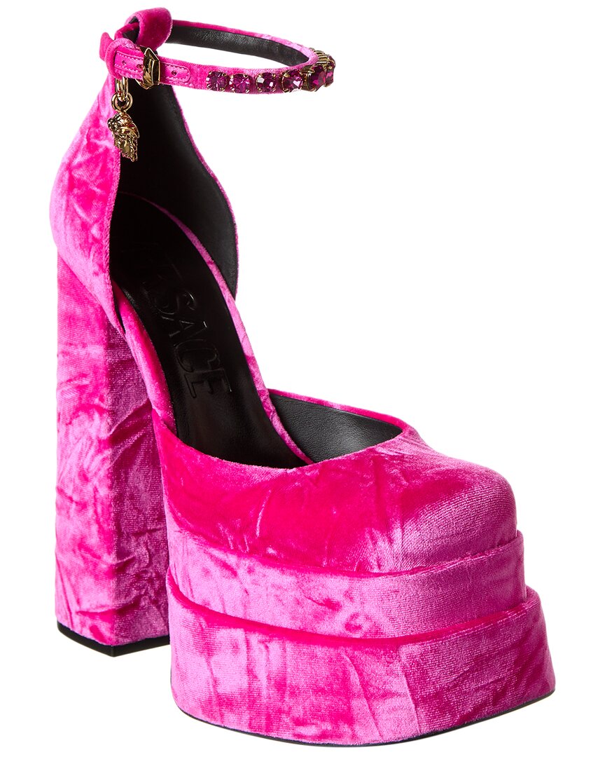 Туфли-лодочки Versace Medusa Aevitas Velvet на платформе, розовый