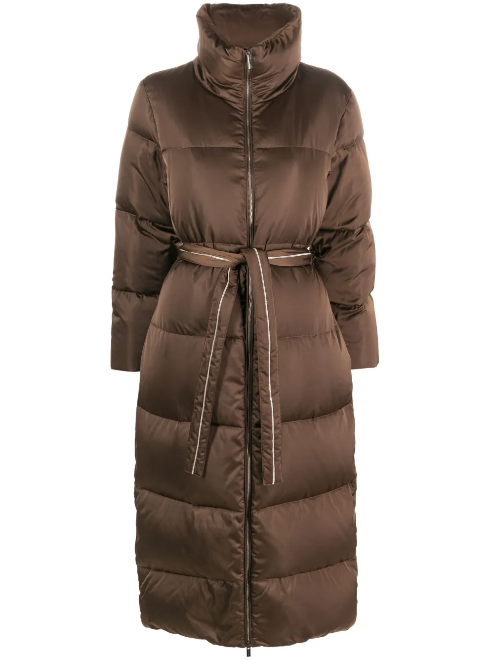 

Пуховик с поясом и декором Monili Peserico, коричневый