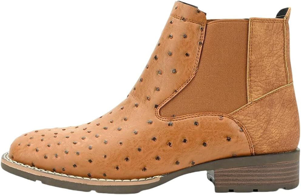 

Мужские ботинки челси Santimon с текстурой страусиной и крокодиловой кожи, без застежек, для работы и повседневной носки, Camel O