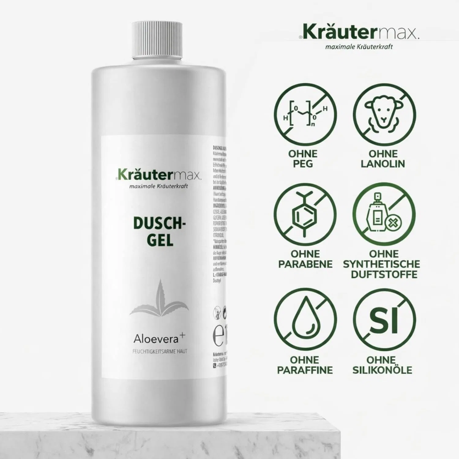 Гель для душа и шампунь Kräutermax с алоэ вера, 1000 мл Kräutermax. — фото 2