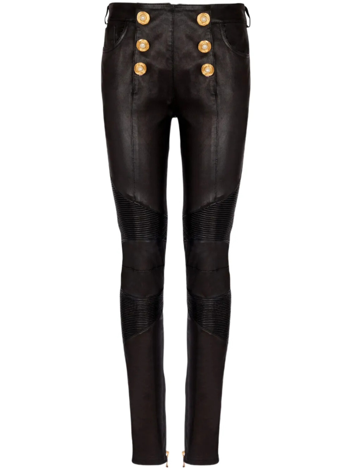 

Balmain кожаные брюки скинни, черный