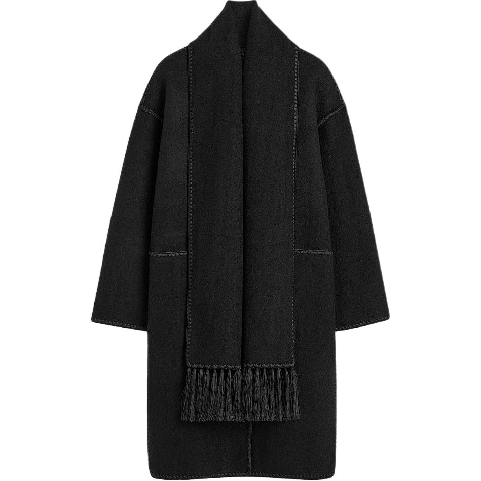 

TOTEME Вышитый шарф-пальто, Black