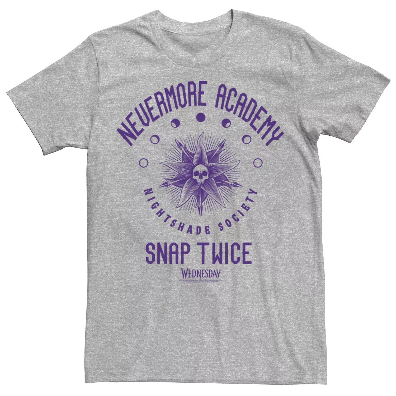 

Мужская футболка с логотипом Wednesday Nevermore Academy Snap Twice Licensed Character