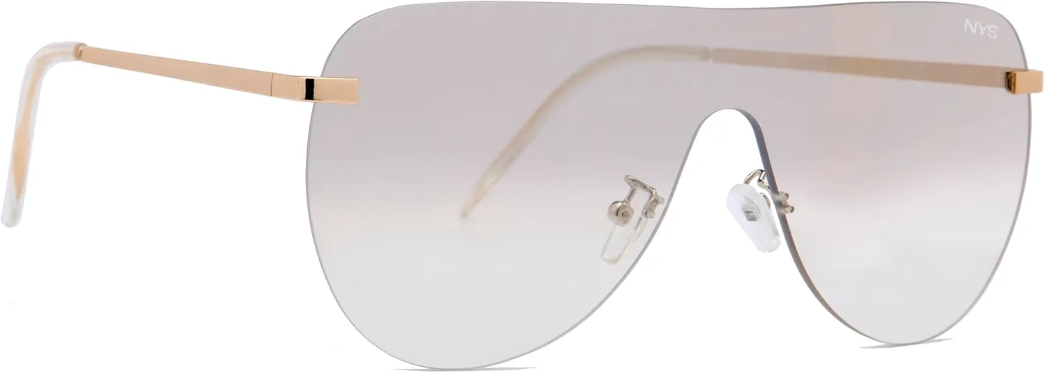 

Солнцезащитные очки NYS Collection без оправы, увеличенного размера, с плоской верхней частью, в стиле «авиатор», 100% защита от УФ-излучения UV400, Clear