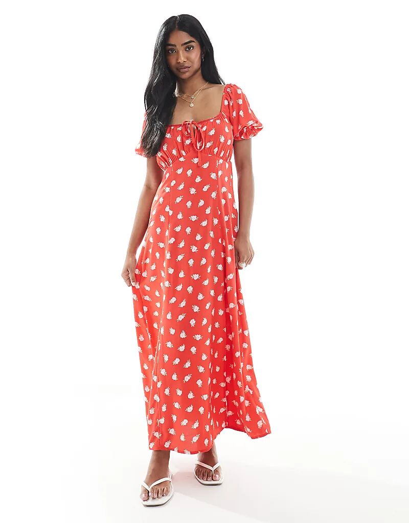 

Платье Miss Selfridge Spun Tea Midaxi с красными цветочными узорами