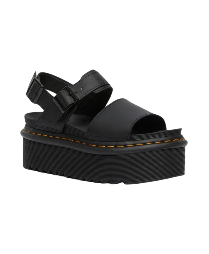 Кожаные босоножки на платформе Dr. Martens, черный