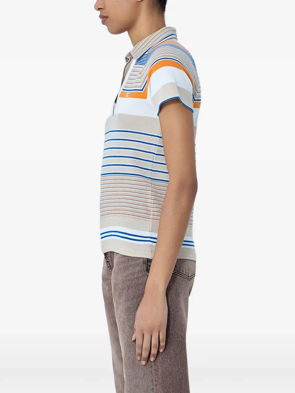 Рубашка поло Lacoste Классическая, полоска, белый — фото 2
