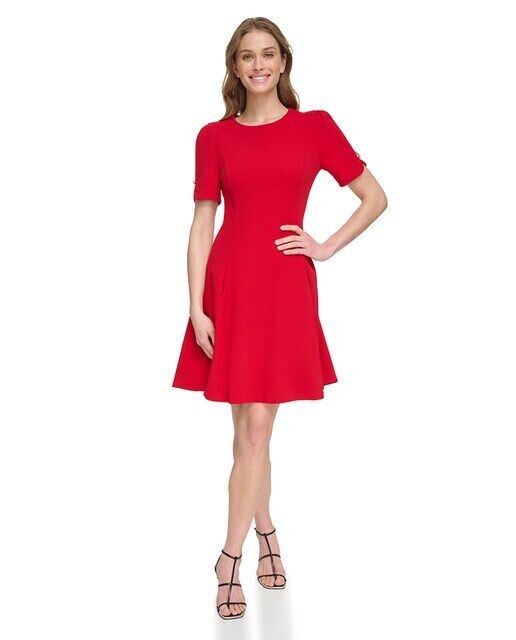 

Платье миди с короткими рукавами Dkny, красный