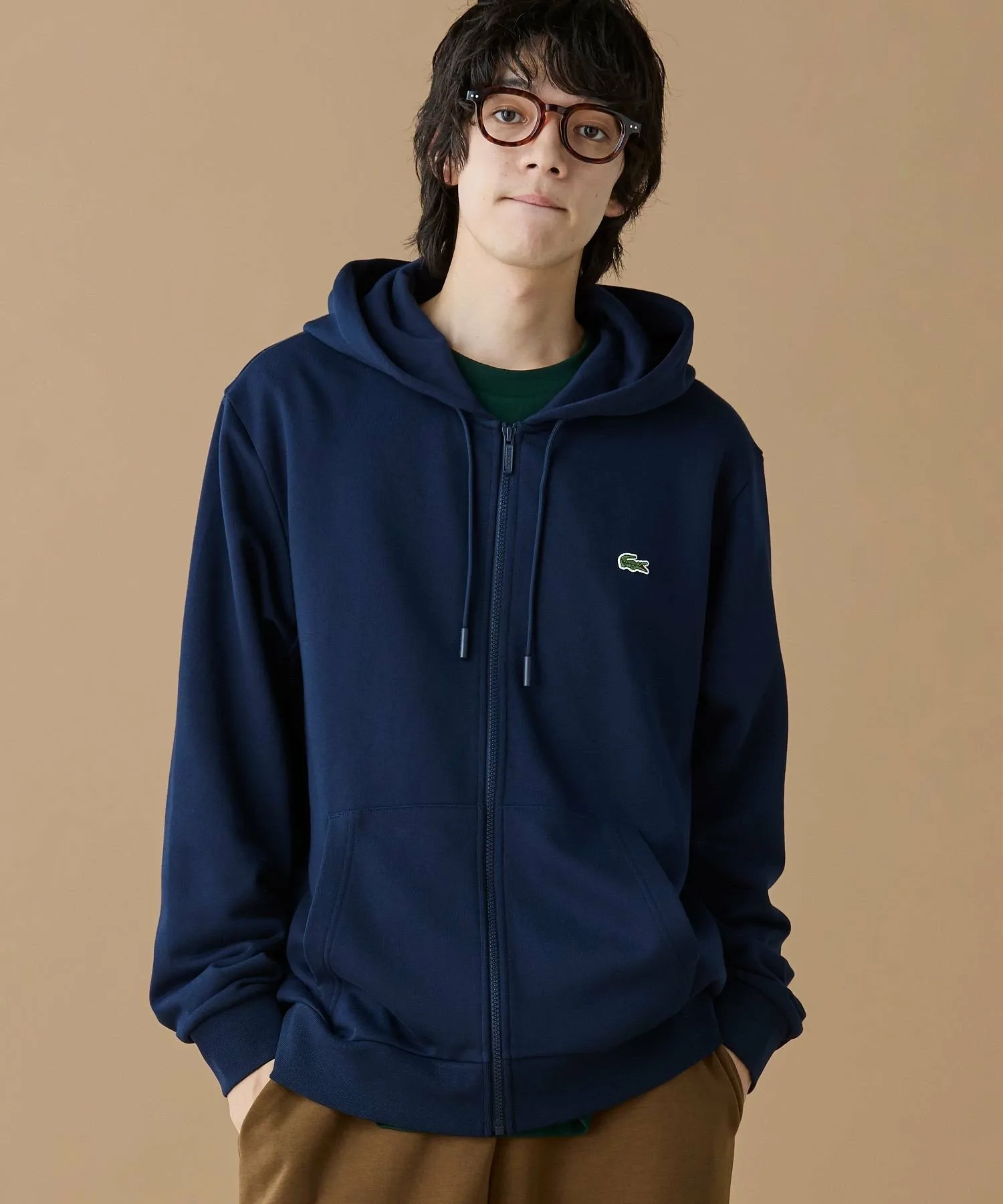 Толстовка с капюшоном на молнии Essential LACOSTE, Navy — фото 2