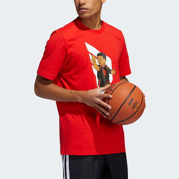 Футболка men's x lego crossover dame ss damian . lillard funny blocks printing basketball sports short sleeve red t-shirt Adidas, красный — фото 4