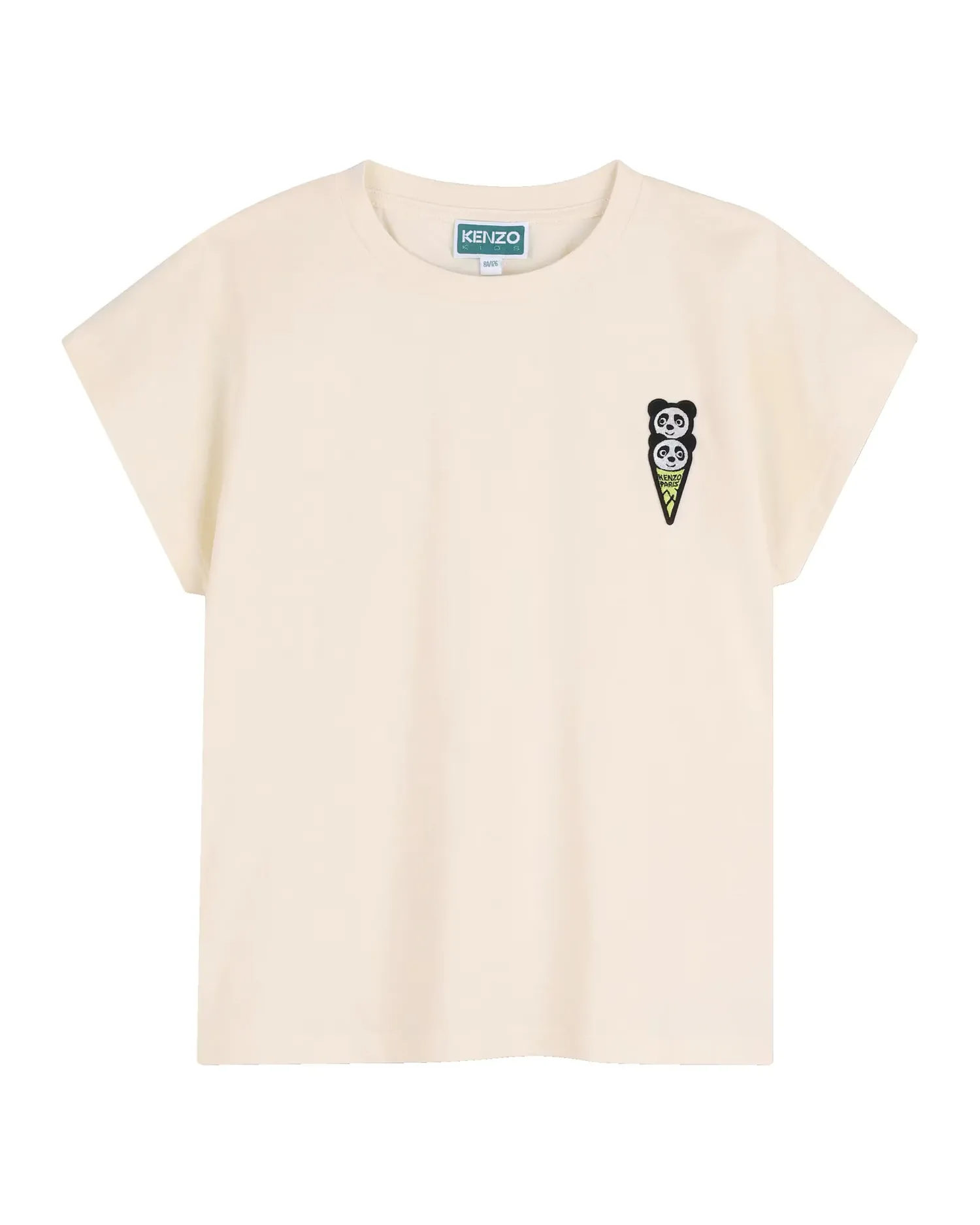 Детская унисекс футболка с коротким рукавом с животным принтом из хлопка Kenzo Kids, Natural