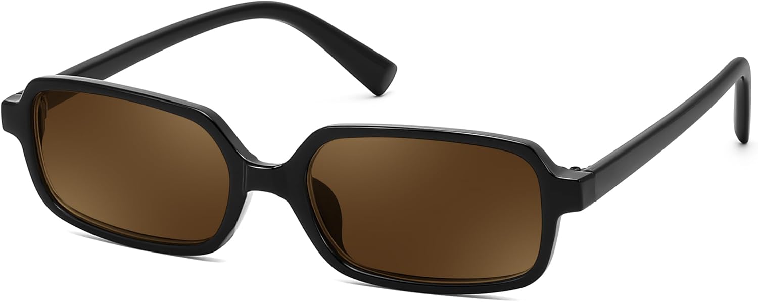 

Солнцезащитные очки FEISEDY прямоугольной формы для женщин и мужчин, женские солнцезащитные очки в стиле 90-х, маленькая узкая оправа, модный винтажный стиль, артикул B9167, Black Frame Brown Lens