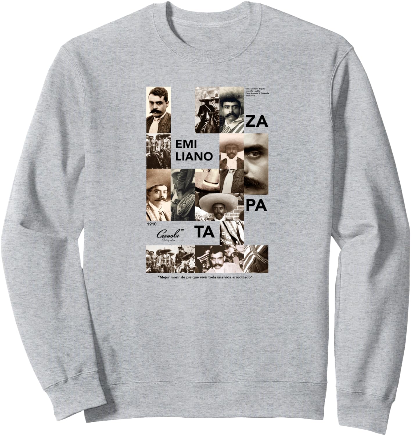 

Красочная толстовка с дизайном Casa Sola, Мексиканская революция и наследие Casasola, серый