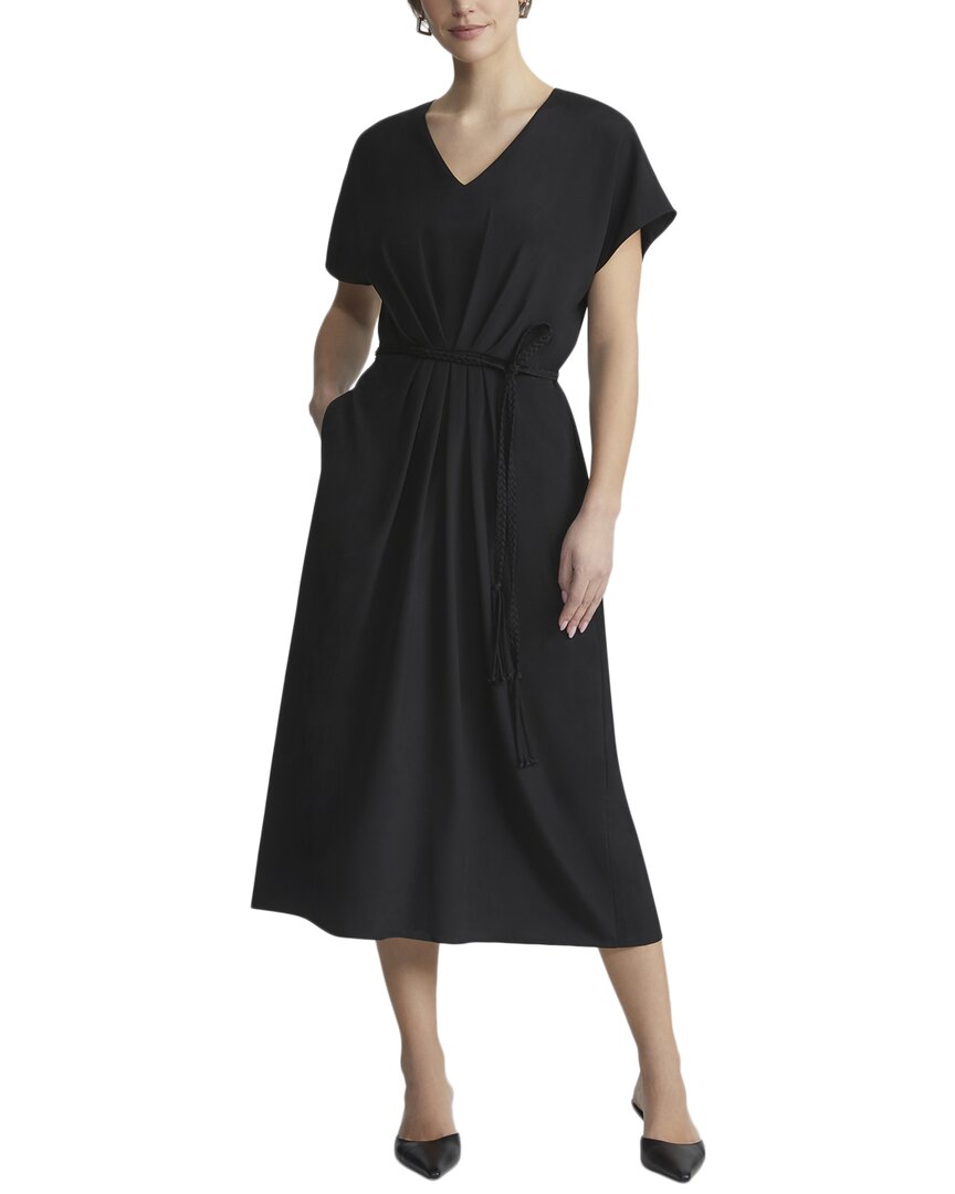 

Lafayette 148 New York Платье с поясом и V-образным вырезом из смесового шелка, черный