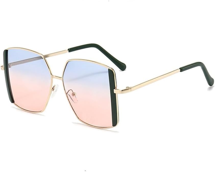 

Солнцезащитные очки с градиентным переходом цвета для женщин и мужчин, металлические солнцезащитные очки для вождения, винтажные мужские и женские очки LANGSER, Blue Pink