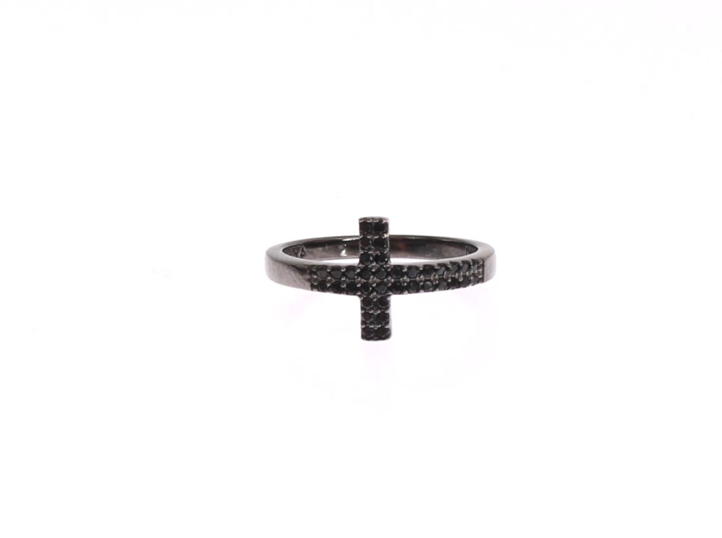 

Изысканное кольцо из стерлингового серебра с черным фианитом Nialaya Jewelry, черный