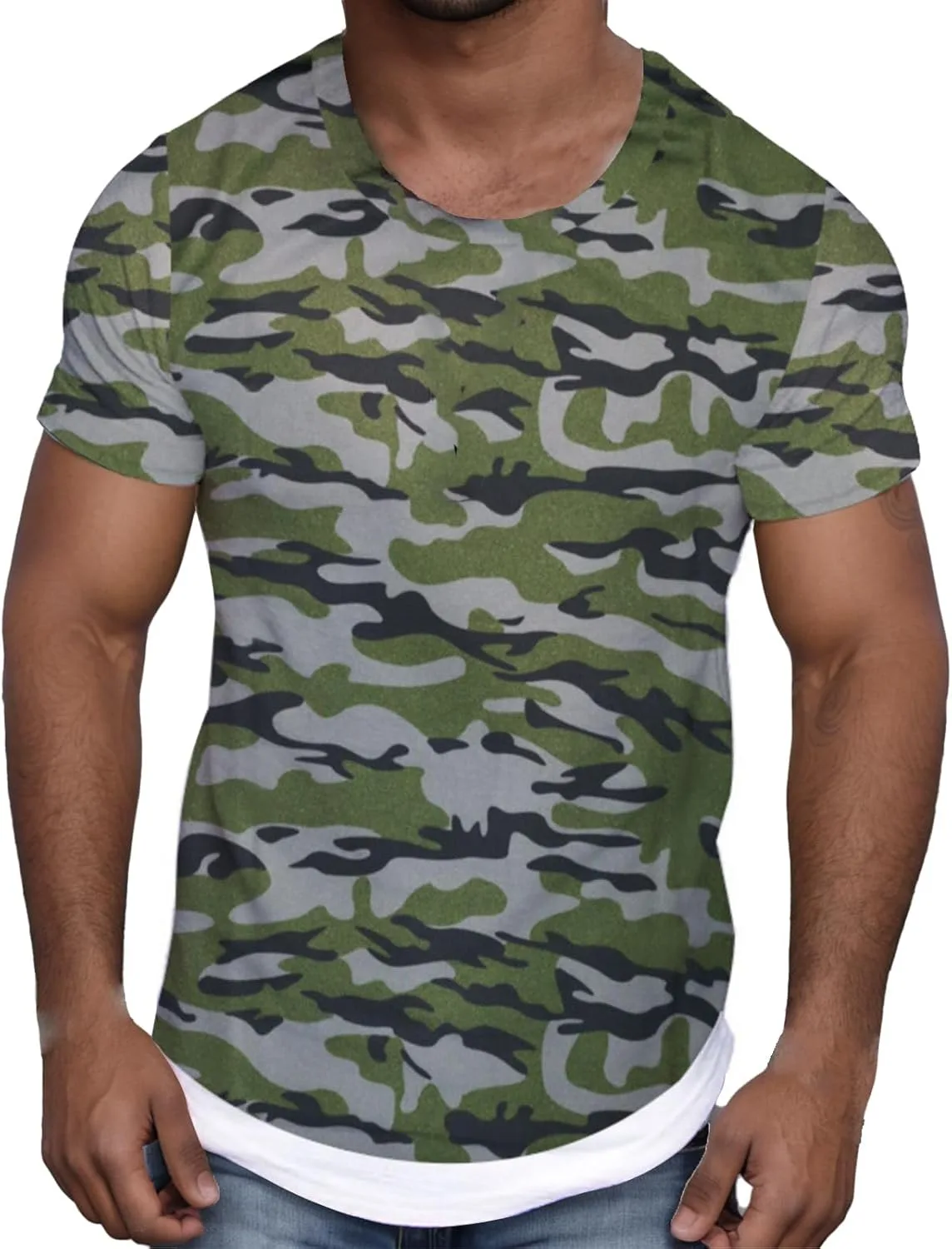 

Футболка мужская Camouflage Casual Short Sleeve Crewneck Slim Fit RSZGSWS