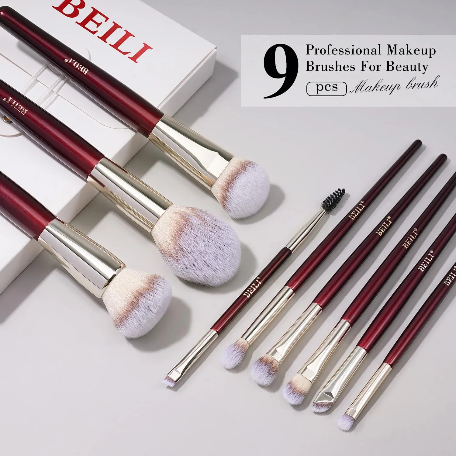 Набор веганских кистей для макияжа BEILI, 9 предметов Beili — фото 3
