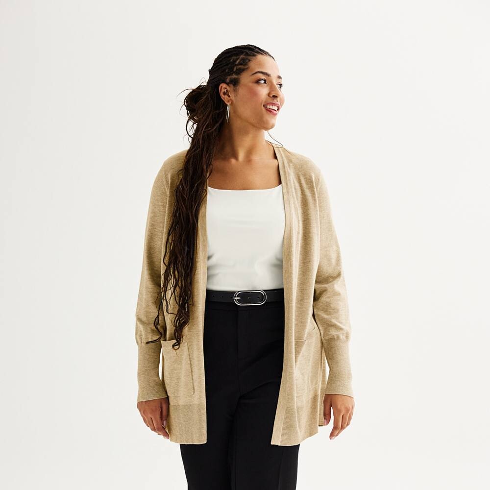 

Кардиган размера плюс Nine West Essential с карманами, цвет Oatmeal Heather