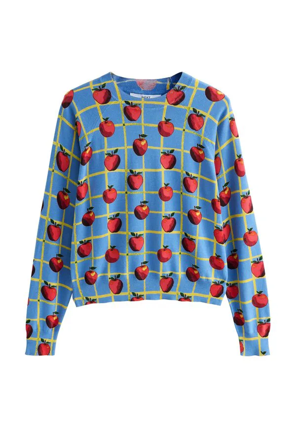 Джемпер стандартного кроя с мягким круглым вырезом. Next, Blue Apple Check Pattern
