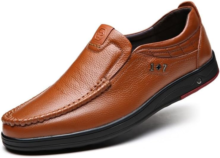 

Мужские лоферы на мягкой стельке из натуральной кожи для повседневной и деловой носки Swzec, желтый