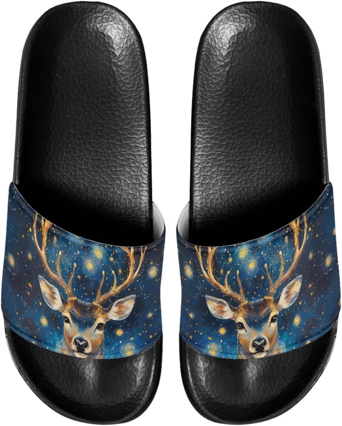 

Мужские шлепанцы на слайде к 4 июля, домашние шлепанцы, противоскользящие, с толстой подошвой, удобные, быстросохнущие для душа, пляжа и спортзала Ocwfudsx, Deer Starry Sky