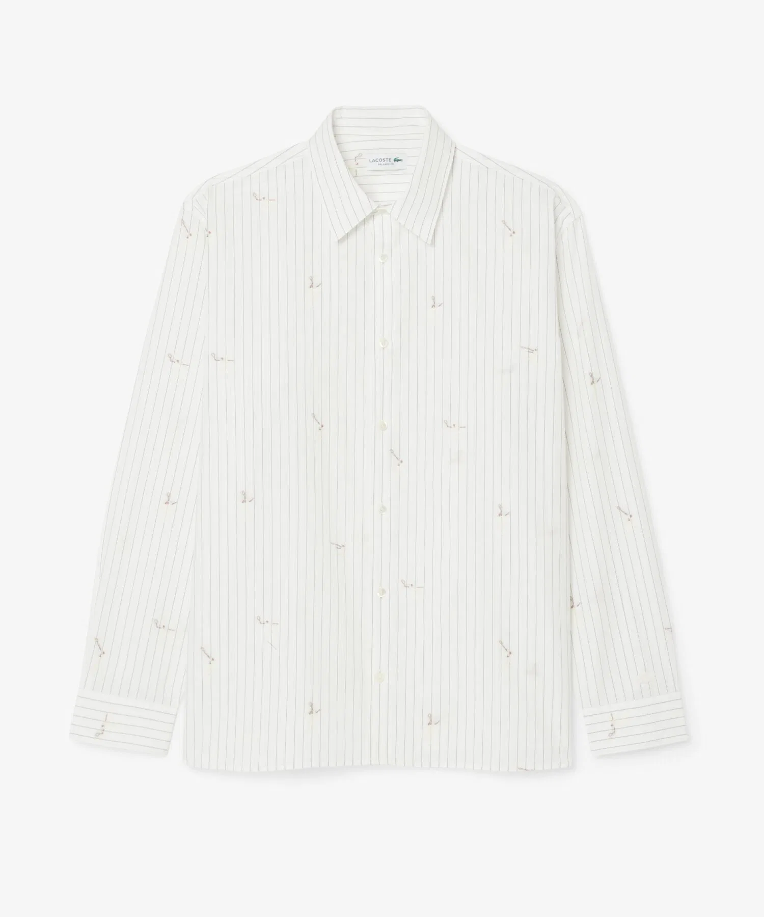 Унисекс рубашка с вышивкой и полоской LACOSTE CH2191-99 белая — фото 4