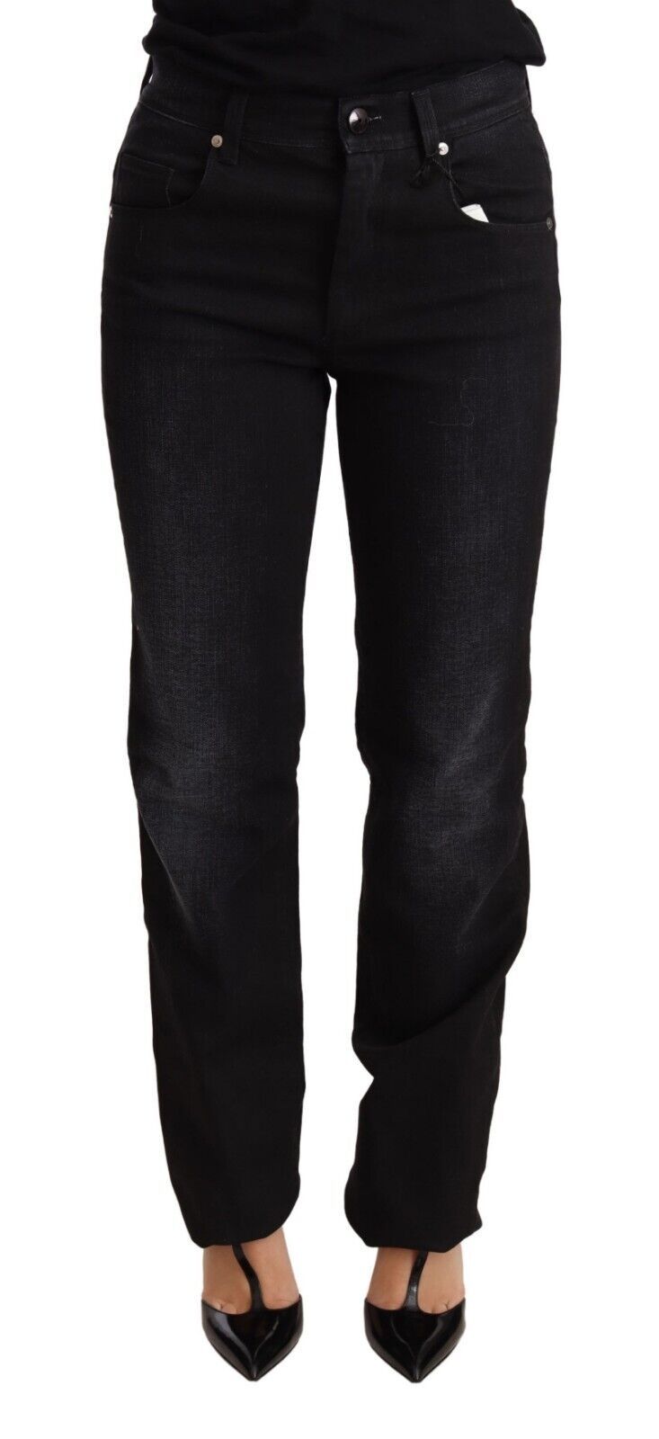 

Ermanno Scervino Washed Straight синие брюки из хлопка женские джинсы