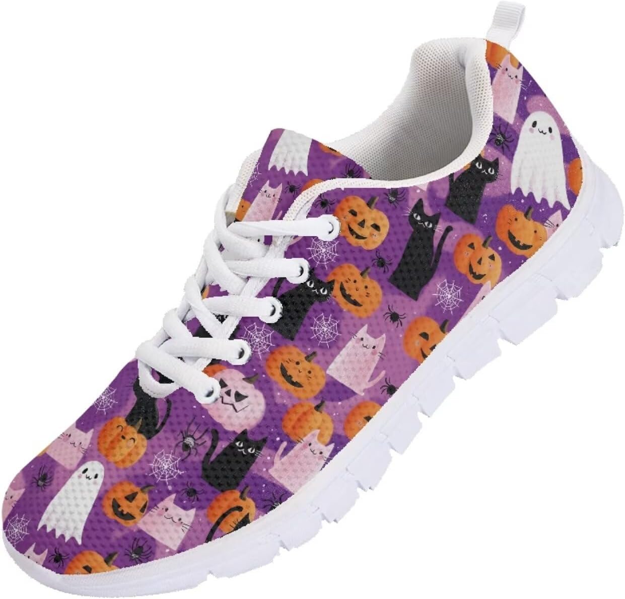 

Кроссовки Forchrinse для мужчин и женщин, Хэллоуин, легкие спортивные с шнуровкой, Halloween Cat Ghost Pumpkin