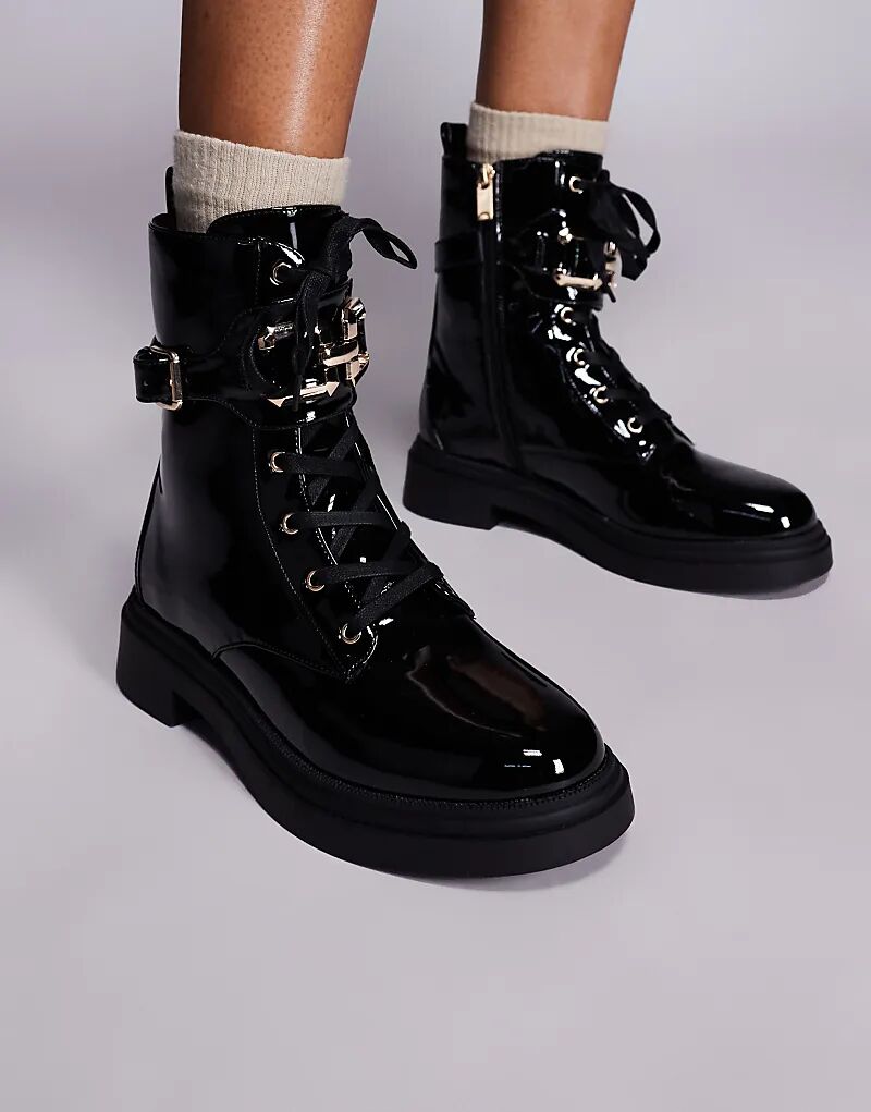 Массивные ботинки River Island со шнуровкой черного цвета
