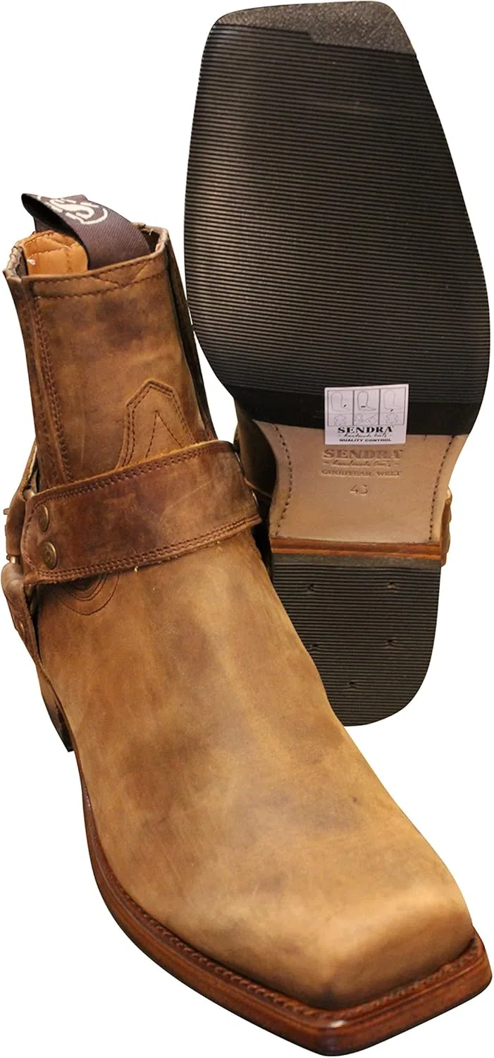 Sendra Boots Ковбойские ботинки Sendra 8286, байкерские ботинки черного цвета, в комплекте с кожаной сумкой Roy Dunn's Leather Grease и сумкой Sendra