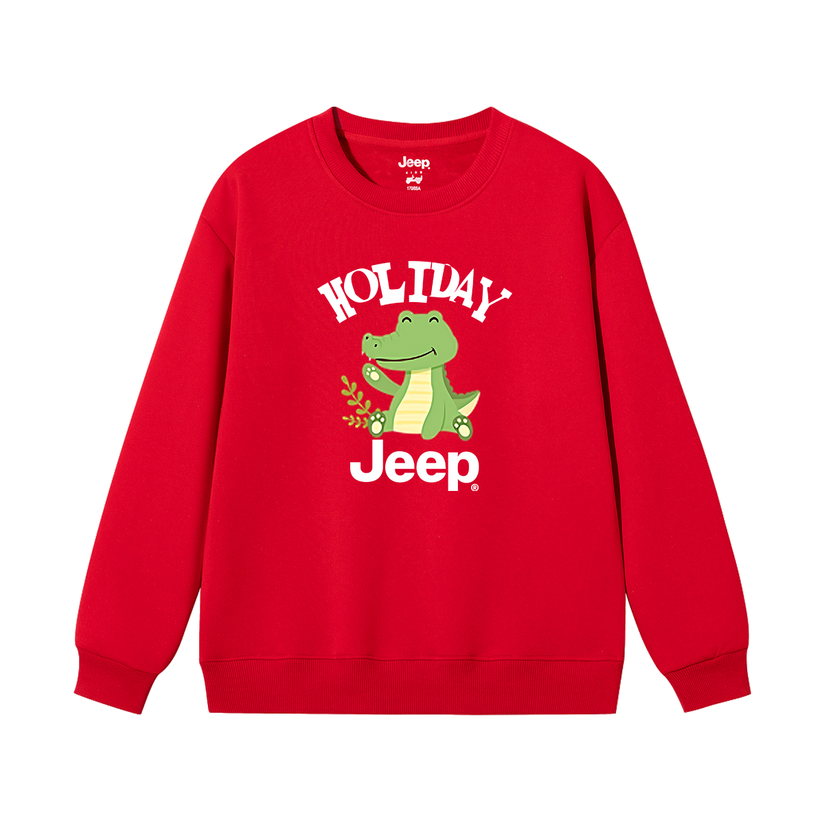 

Детская толстовка с круглым вырезом утолщенная Jeep, new year красный fleece-lined