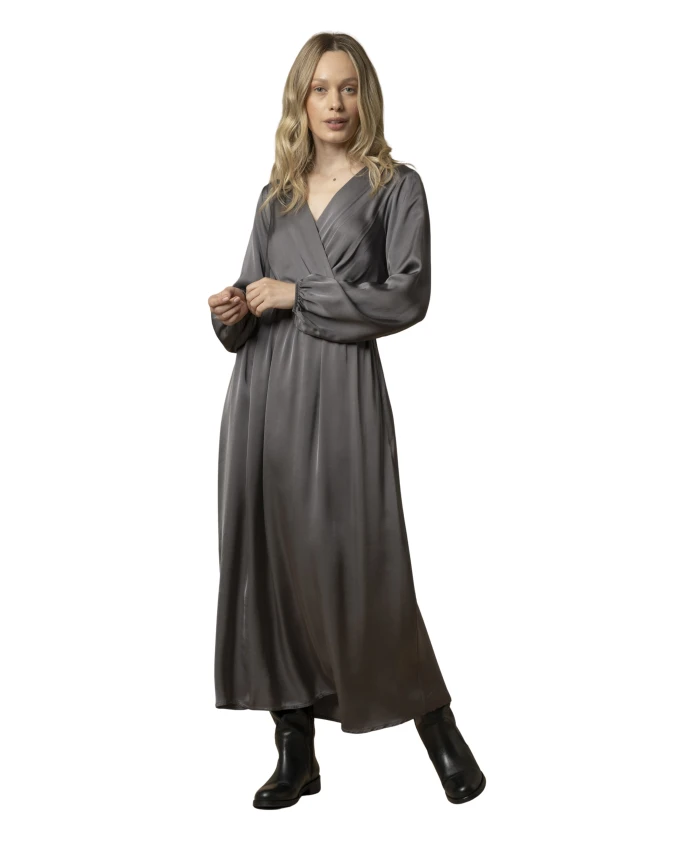 

Элегантное платье с V-образным вырезом и завышенной талией Kocca, серый