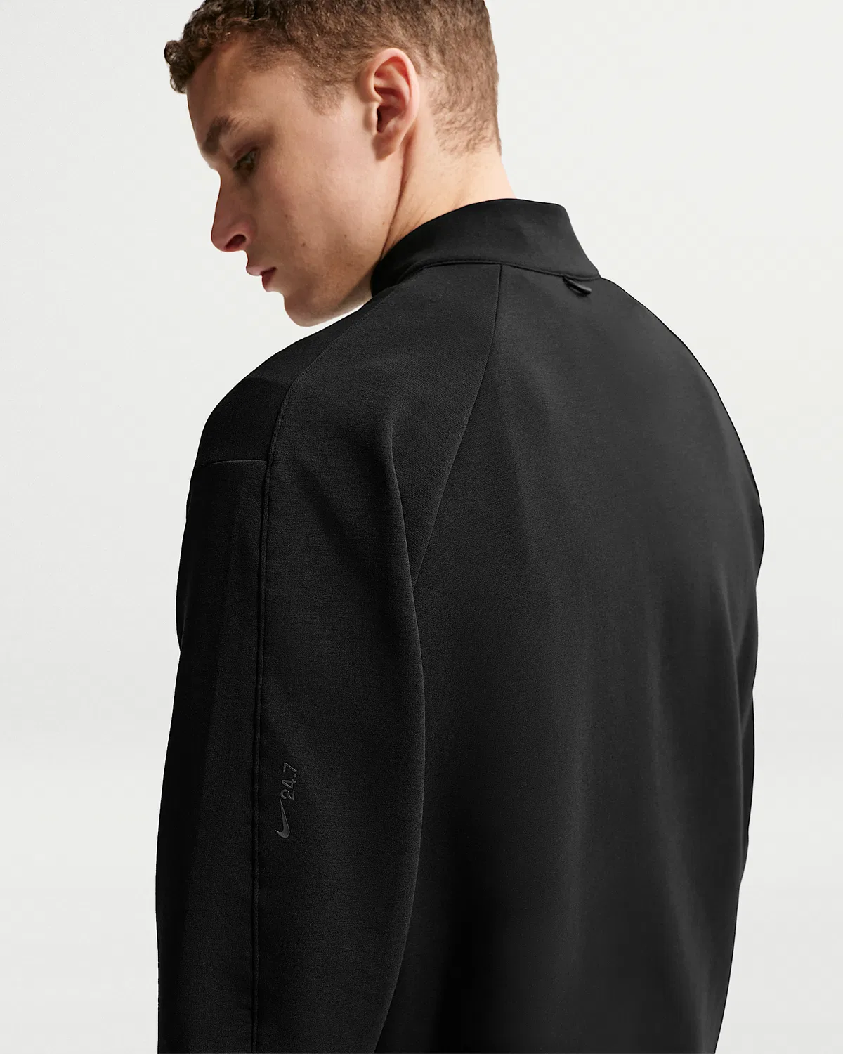 Мужская футболка с половинной молнией Nike 24.7 ImpossiblySoft Dri-FIT, Black/Dark Smoke Grey — фото 2