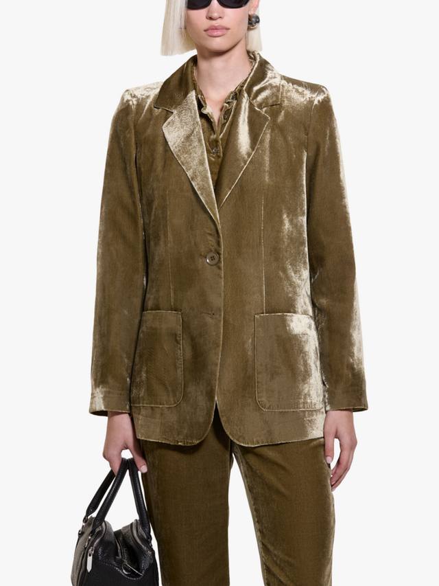 

Бархатный блейзер SISLEY, цвет Olive Green