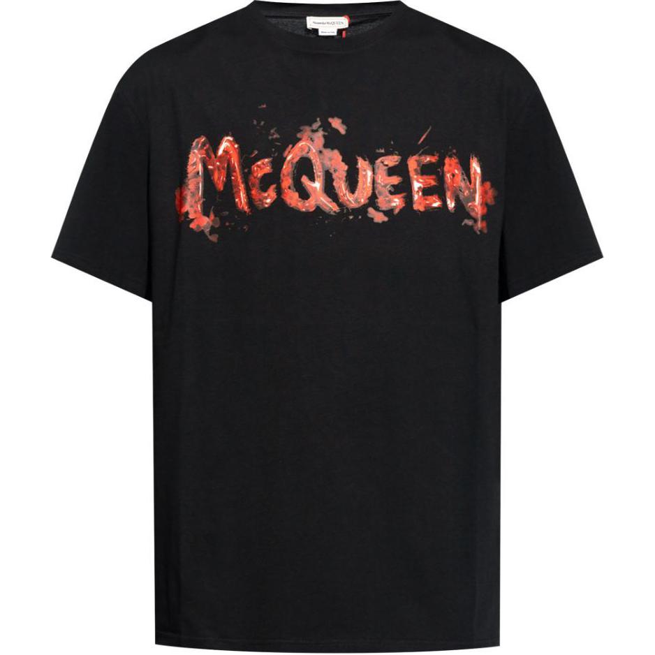 

Футболка Alexander McQueen черная с принтом логотипа в стиле граффити