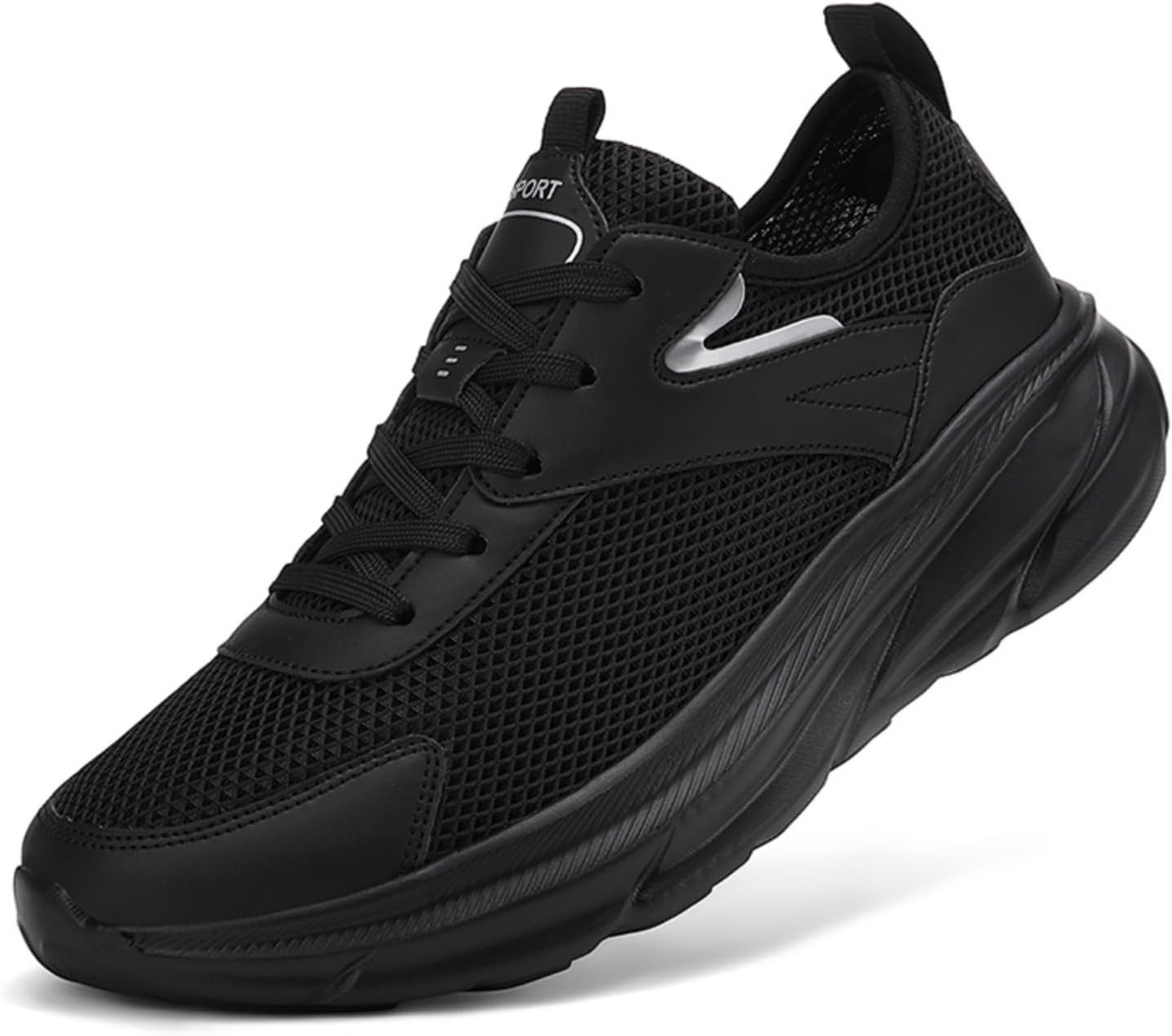 

Мужские легкие дышащие беговые кроссовки с сеткой, стильные нескользящие спортивные кроссовки с амортизирующей подошвой, идеально подходят для спорта и повседневной носки Aokisx, черный