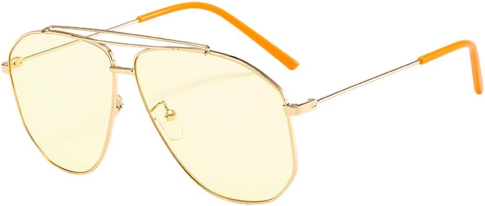 

Солнцезащитные очки LVTFCO Trend Ciassic Retro в металлической оправе для женщин и мужчин, винтажные, с двойной перемычкой, унисекс, защита от УФ-излучения UV400, Yellow