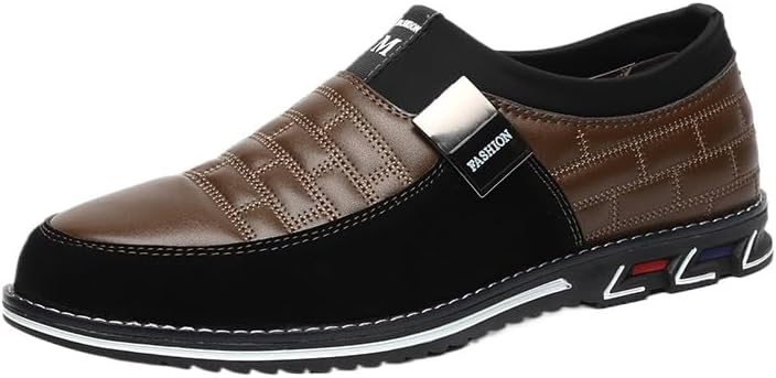 

Мужская обувь из искусственной кожи, противоскользящие и износостойкие слипоны для офиса и деловой обстановки Fmshi, светло-коричневый