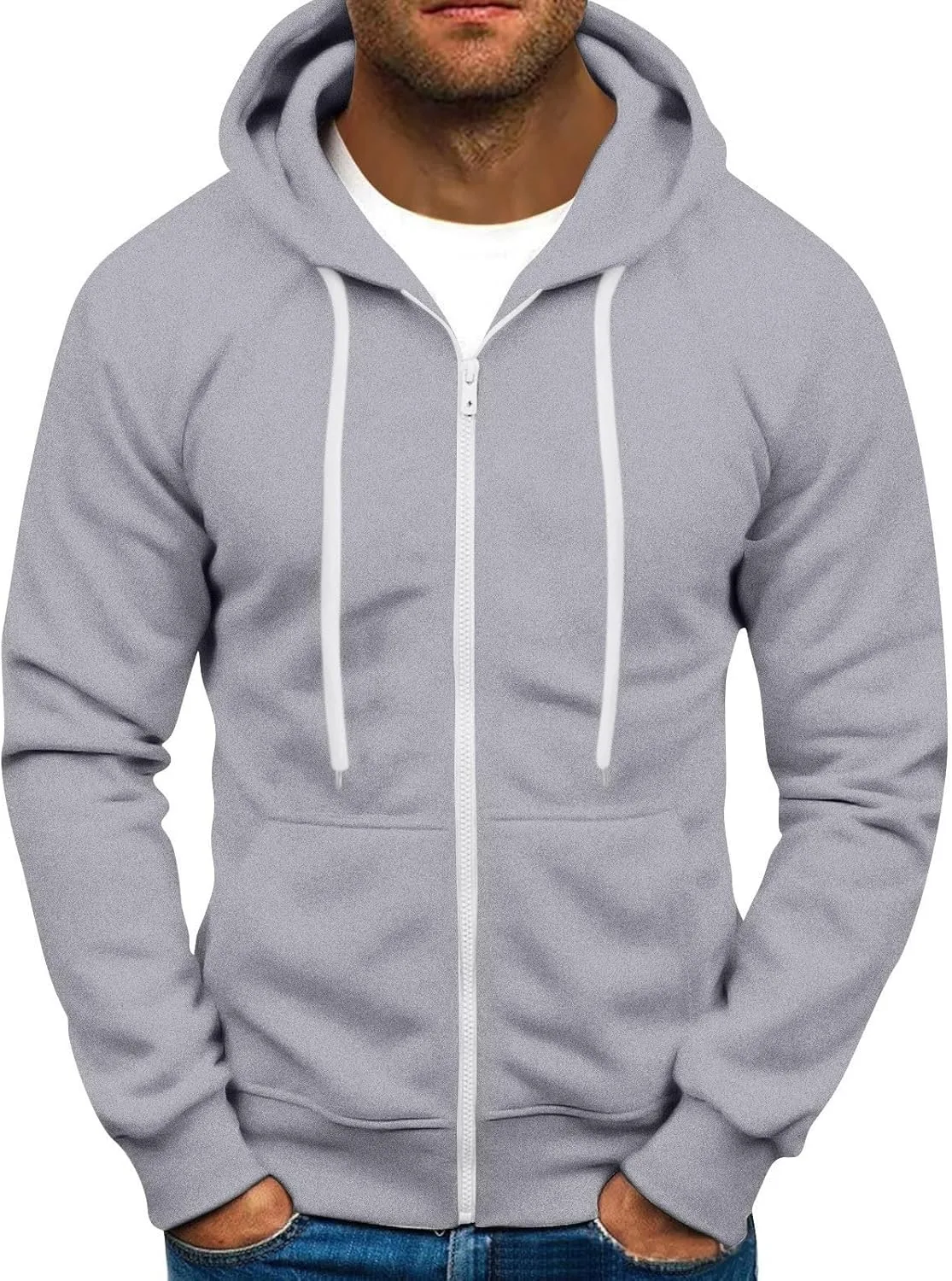 

GOFULY Zip Up Hoodie мужская повседневная флисовая толстовка с капюшоном и карманом