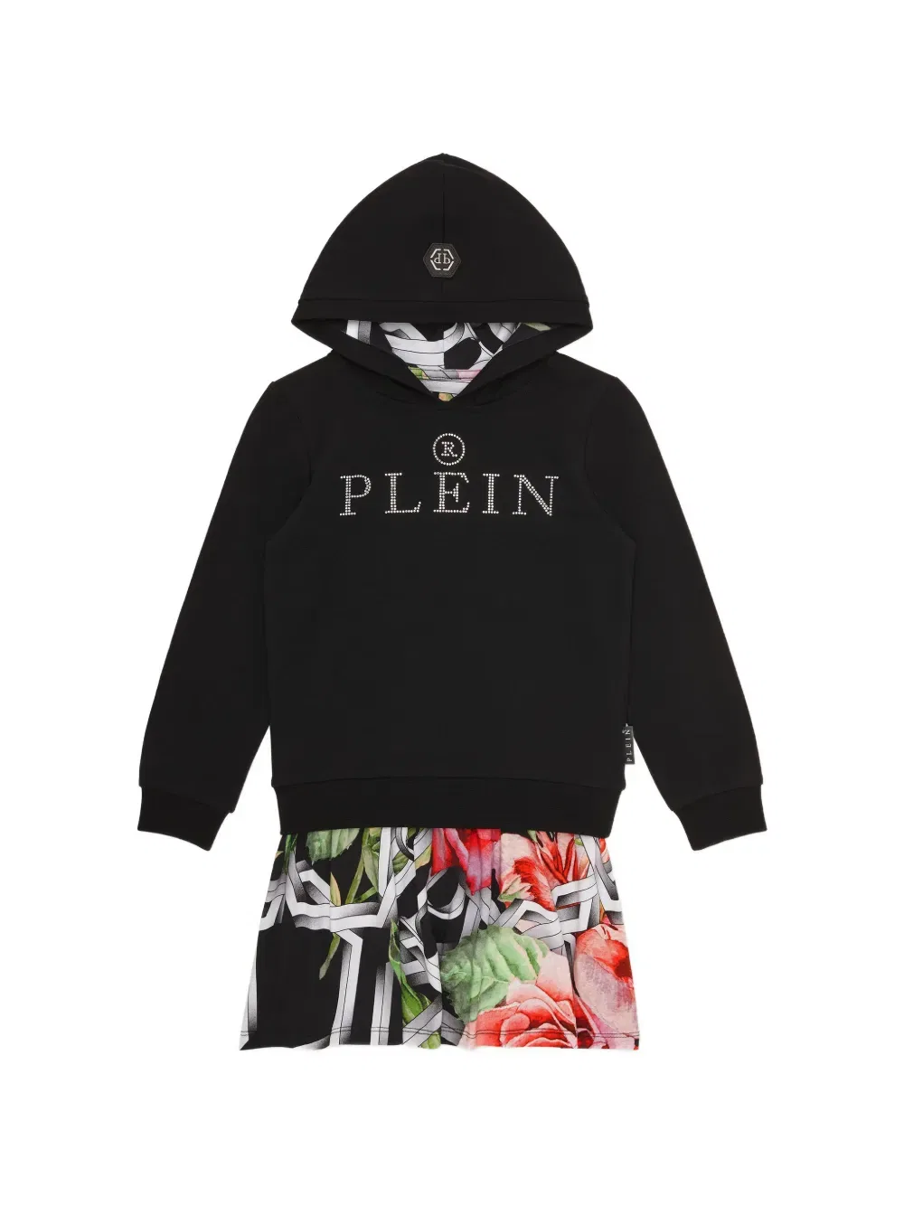 Платье с капюшоном и логотипом Philipp Plein Junior, черный