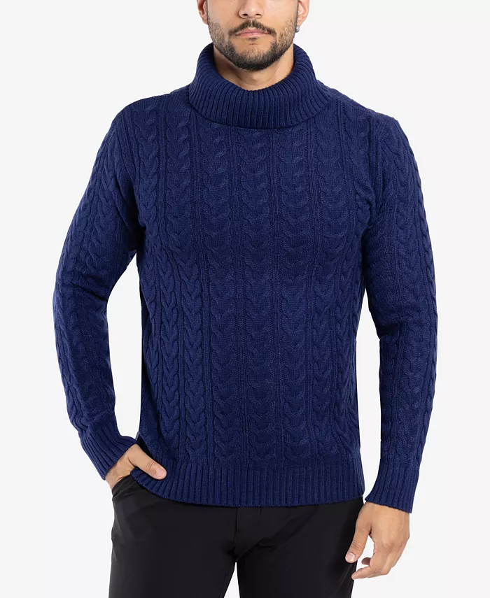 

Мужской свитер с воротником-стойкой и узором "косичка" X-Ray, синий